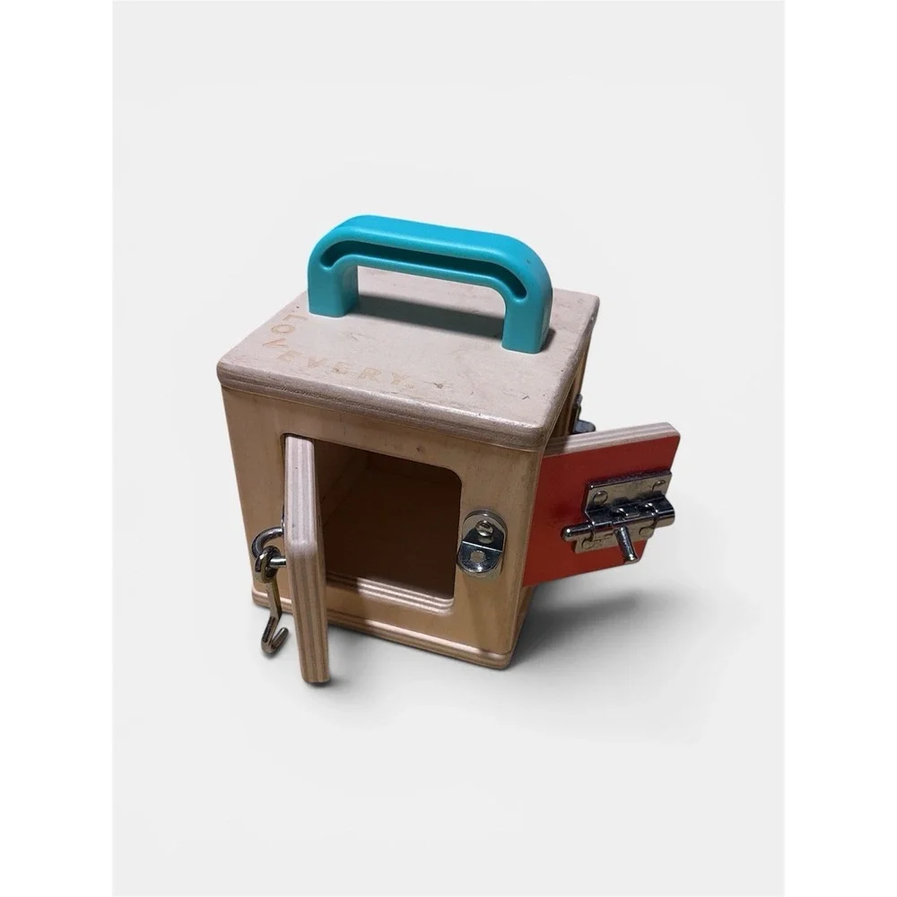 LOVEVERY Wooden Lock Box Latches The Realist Box Montessori Learning Toy